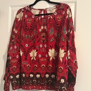 Loft Floral Tie Cuff Blouse